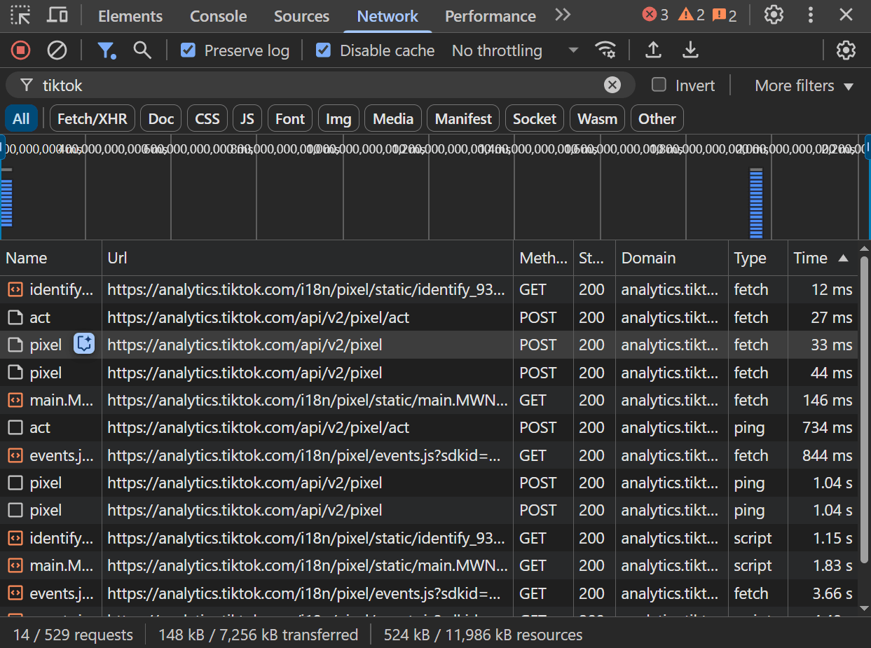 Tiktok Pixel firing at 0.3 seconds