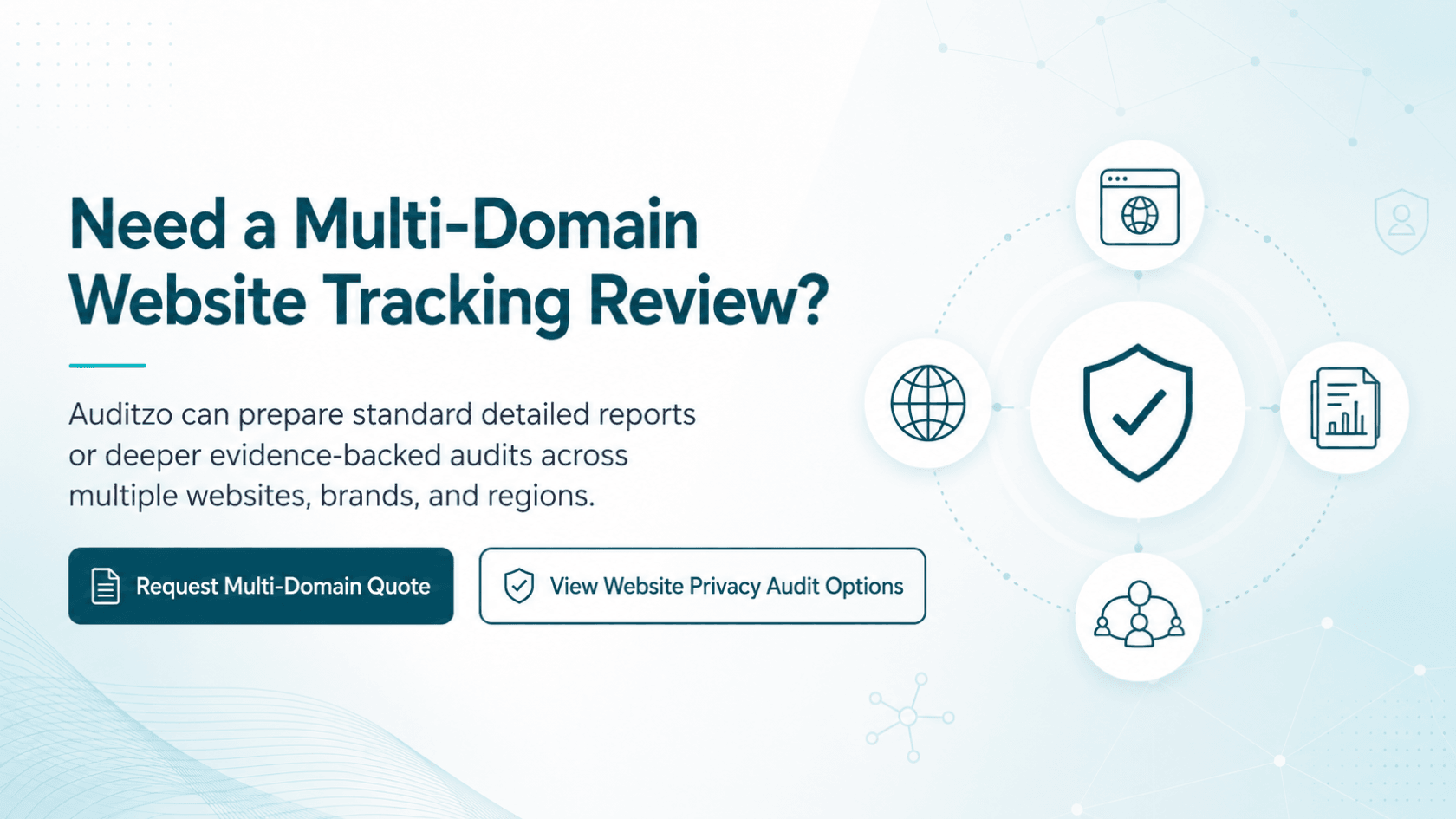 Auditzo call to action banner for multi-domain website privacy review