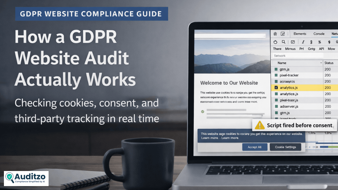 Hero banner showing GDPR audit concept with shield and browser for 2026 compliance