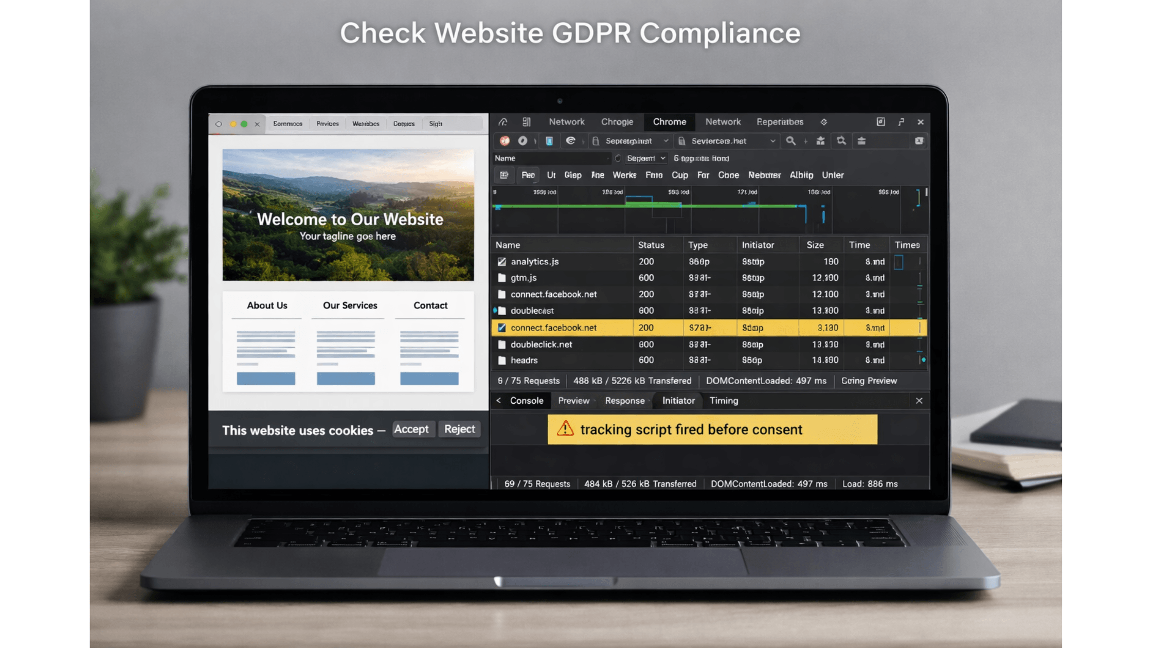 Check website GDPR compliance by analyzing cookies and tracking scripts